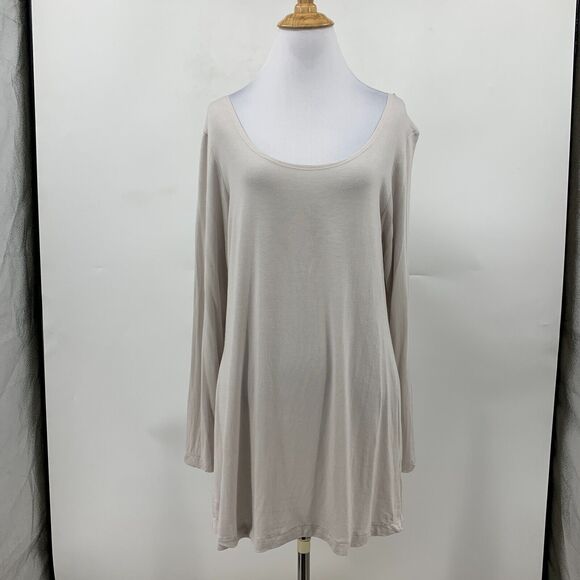 Bryn Walker Tunic Top Women XS Dove Micro Modal Stretch Scoop Neck Long Sleeve - Picture 2 of 10